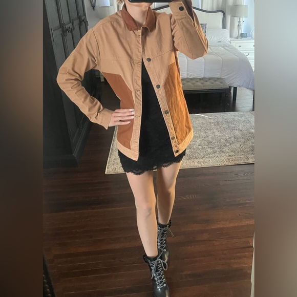 Boohoo Men's Two-Tone Tan and Brown Jacket - Picture 6 of 6